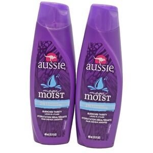 Lot of 2 | Aussie Mega Moist 2N1 Shampoo & Conditioner 13.5 fl oz | Discontinued